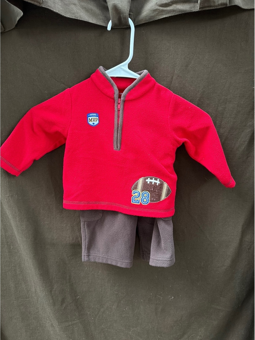 Carter's Baby Toddler 2-Piece Fleece Outfit Red & Brown Football Theme